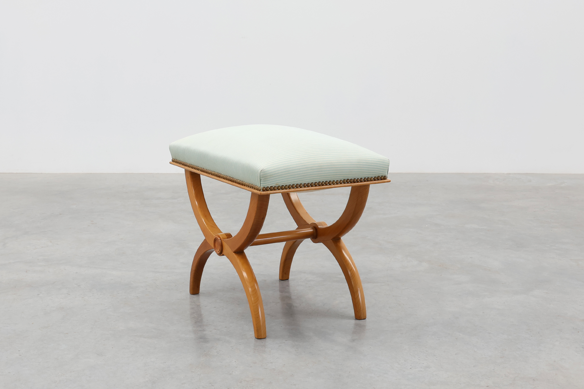 Empire style curule stool with striped upholstery, France, 20th centurythumbnail